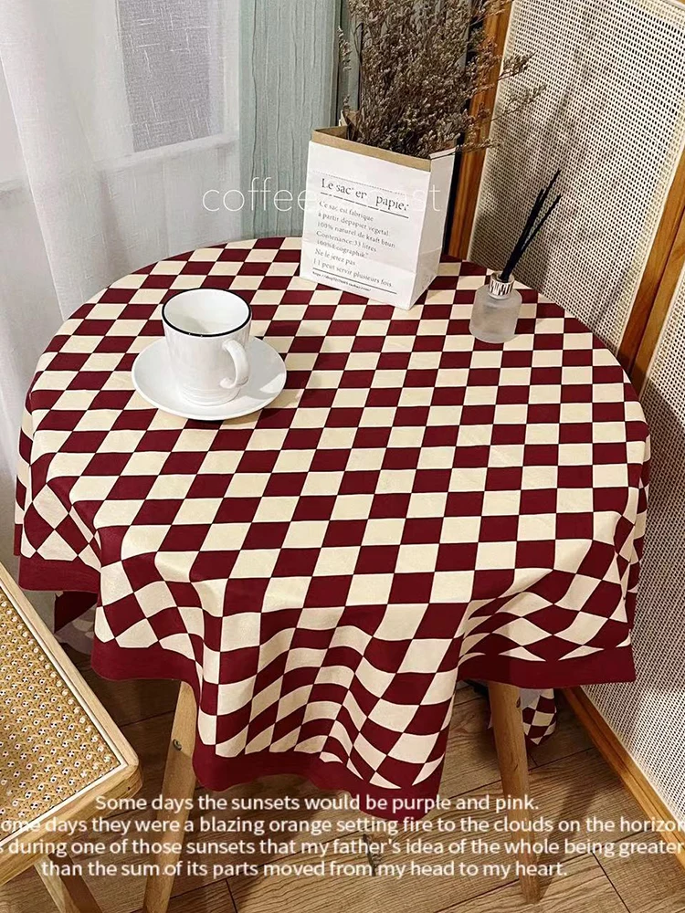 

Checkerboard grid tablecloth, grid festive table mat, Christmas and New Year decorative tablecloth