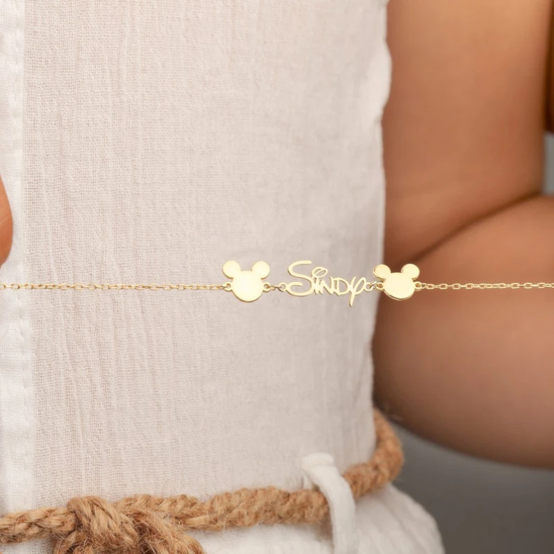 Детский браслет с шрифтом Диснея на заказ именем Микки и Минни индивидуальное