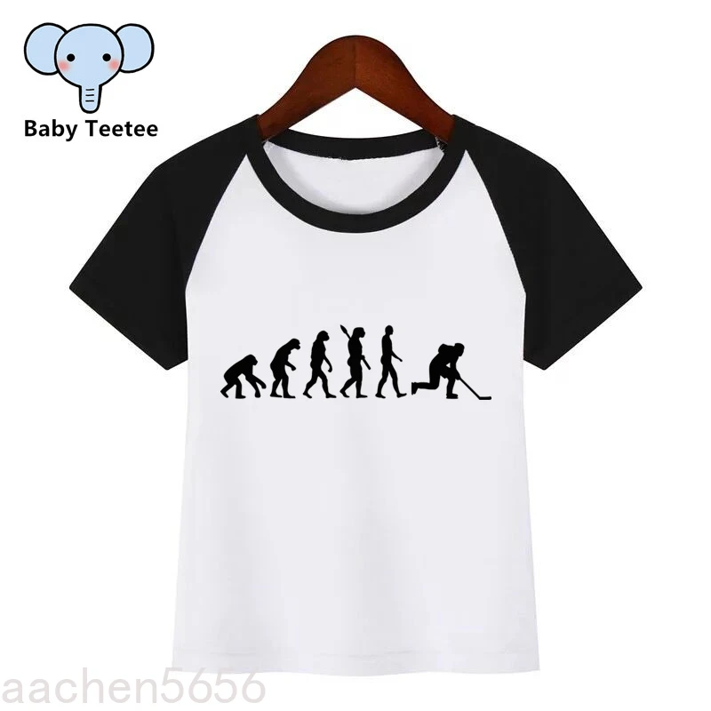 Boys and Girls Anime Evolution of Ice Hockeyer Print T-Shirt Baby Kids Funny Clothes Chirden Summer Top,Drop Ship