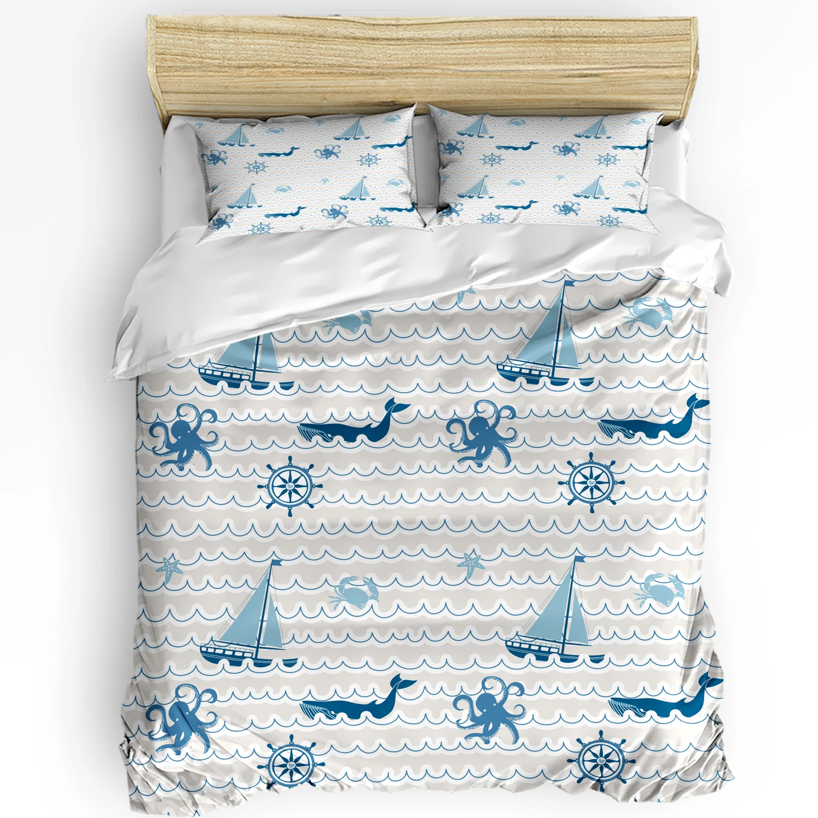 

3 шт., Комплект постельного белья с рисунком осьминога и Кита