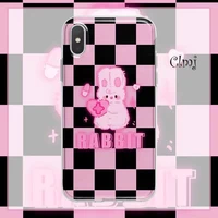 clmj cute rabbit phone case for iphone 12 11 13 pro xs max xr for samsung galaxy s21 s22 cartoon animal silicone cover punk y2k