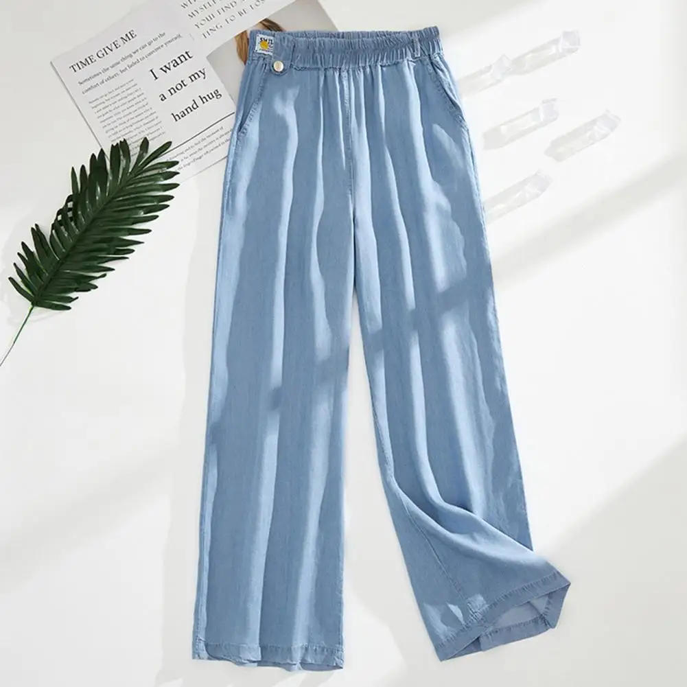 

Allergy Free Great Summer Women Straight Baggy Denim Pants Lightweight Women Trouser Fine Texture Birthday Gift