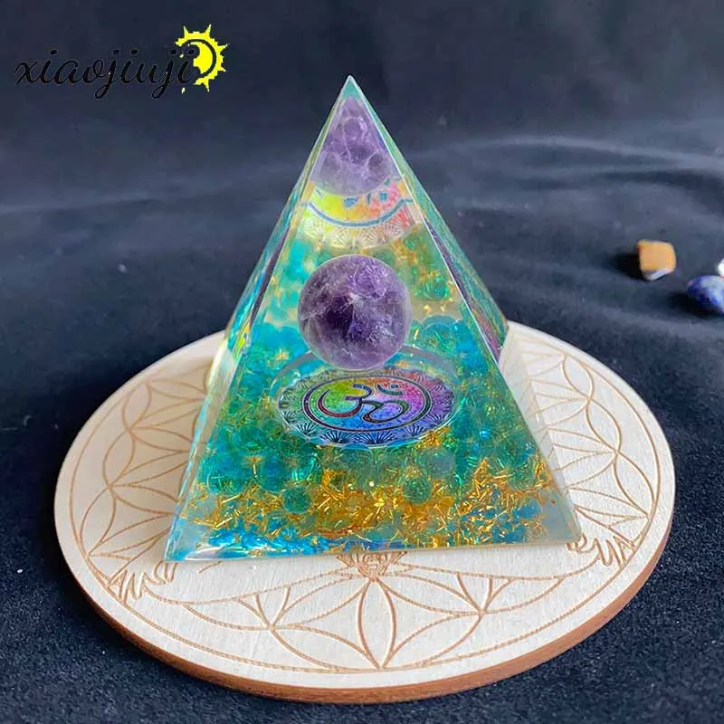 

Natural Amethyst Orgonite Pyramid Healing Crystals Energy Generator Reiki Chakra Multiplier Orgone Meditation Stone