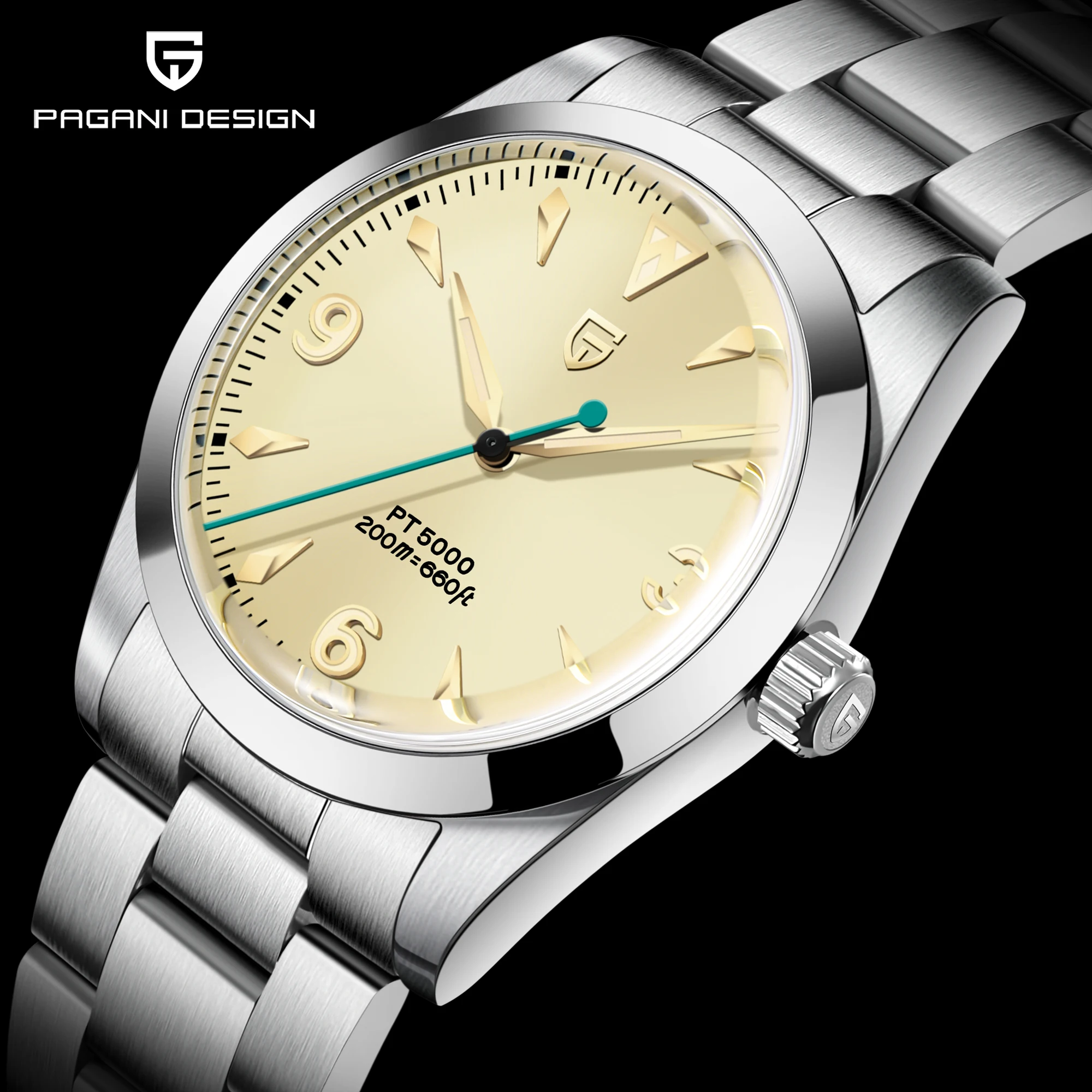 

36MM PAGANI Design Men Retro Mechanical Watch PT5000 Luxury Stainless Steel AR Sapphire 200m Waterproof reloj hombre 2023 New