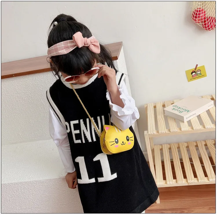 

Kids Shoulder Crossbody Purse Cat Handbags Baby Fashion Children's Wallet Small Coin Girls Leather Cute Bags Princess Mini
