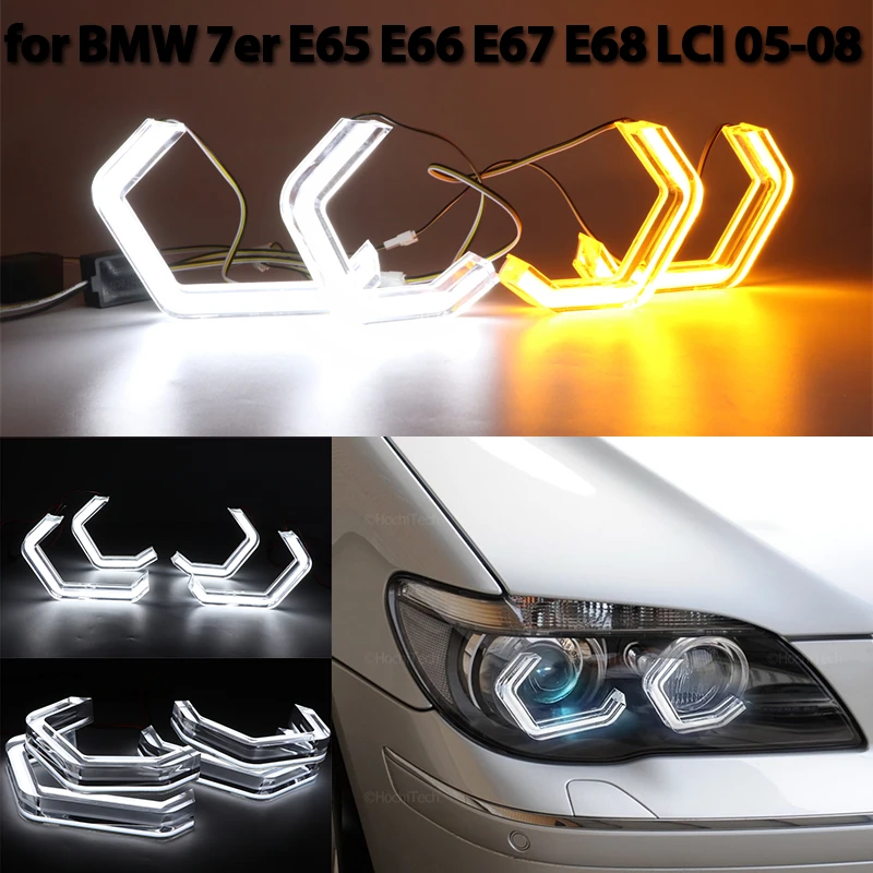 

M4 Style White Yellow Halo Ring Angel Eyes Turn Signal Switchback LED Light for BMW 7 series E65 E66 E67 E68 Alpina B7 LCI 05-08
