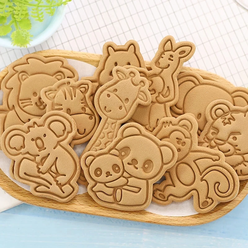 

4Pcs/Set Easter Bunny Dinosaur Shape Cookie Cutters Plastic 3D Cartoon Biscuit Mold Stamp Kitchen Baking Cake Pastry Bakeware