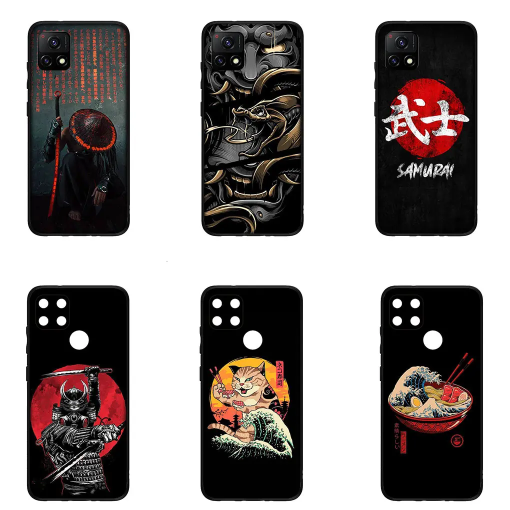 Японские чехлы с черепом Samurai для VIVO Y11 Y12 Y15 Y17 Y20 Y21 Y33S Y31 Y52S Y51 Y53 Y70 Y74S Y76 Y75 T1