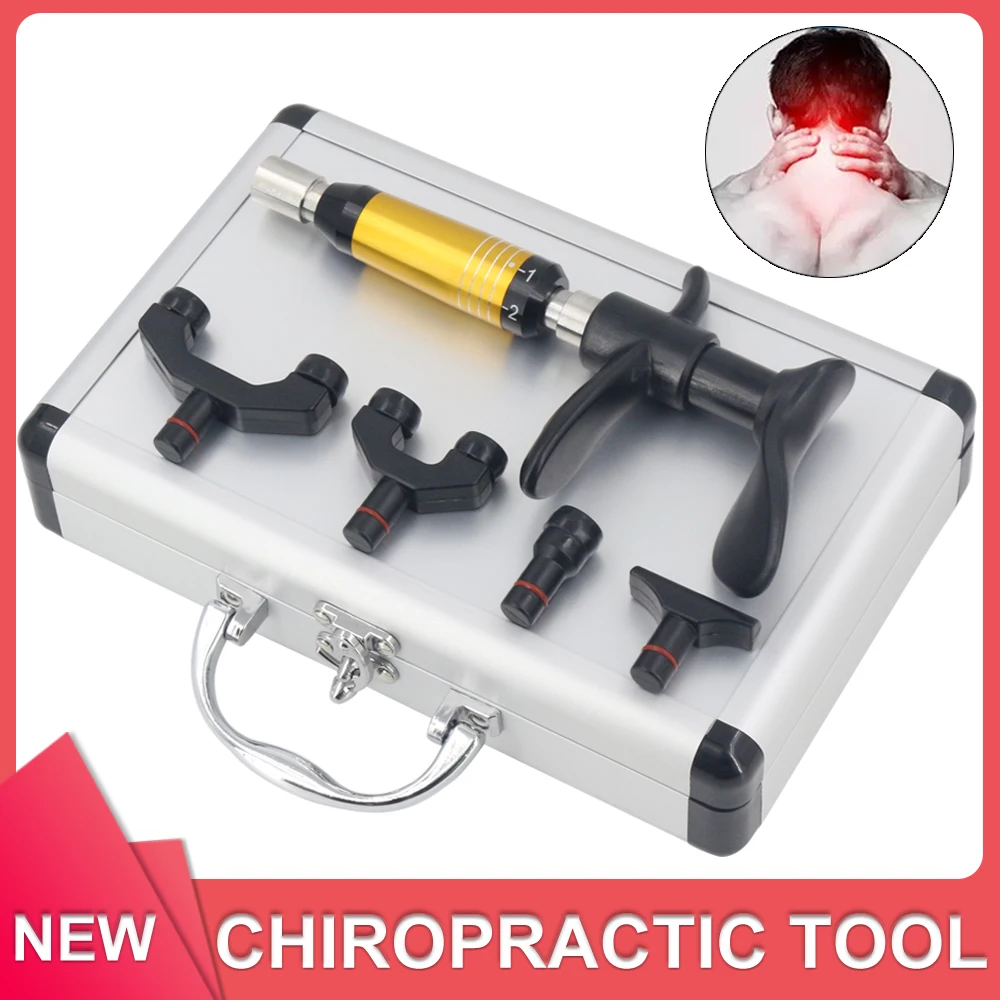 

New Chiropractic Adjusting Tool Manual Activation Therapy Spine Correction Tools 4 Heads Massage Gun Spinal Adjustment