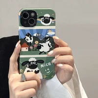 anime shaun the sheep creative cortex phone case for iphone 13 12 11 pro max xr xs max 8 x 7 se 2020 couple anti drop soft cover