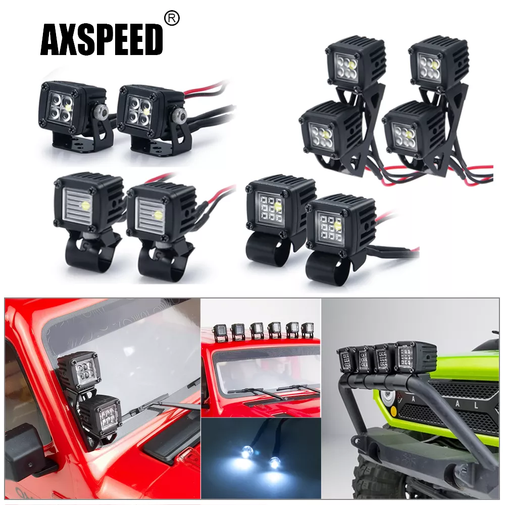 AXSPEED-luces LED laterales para portaequipajes, foco para Traxxas TRX4 TRX6 Axial SCX10 Wraith Axial SCX24 1/10 RC Crawler Car Truck