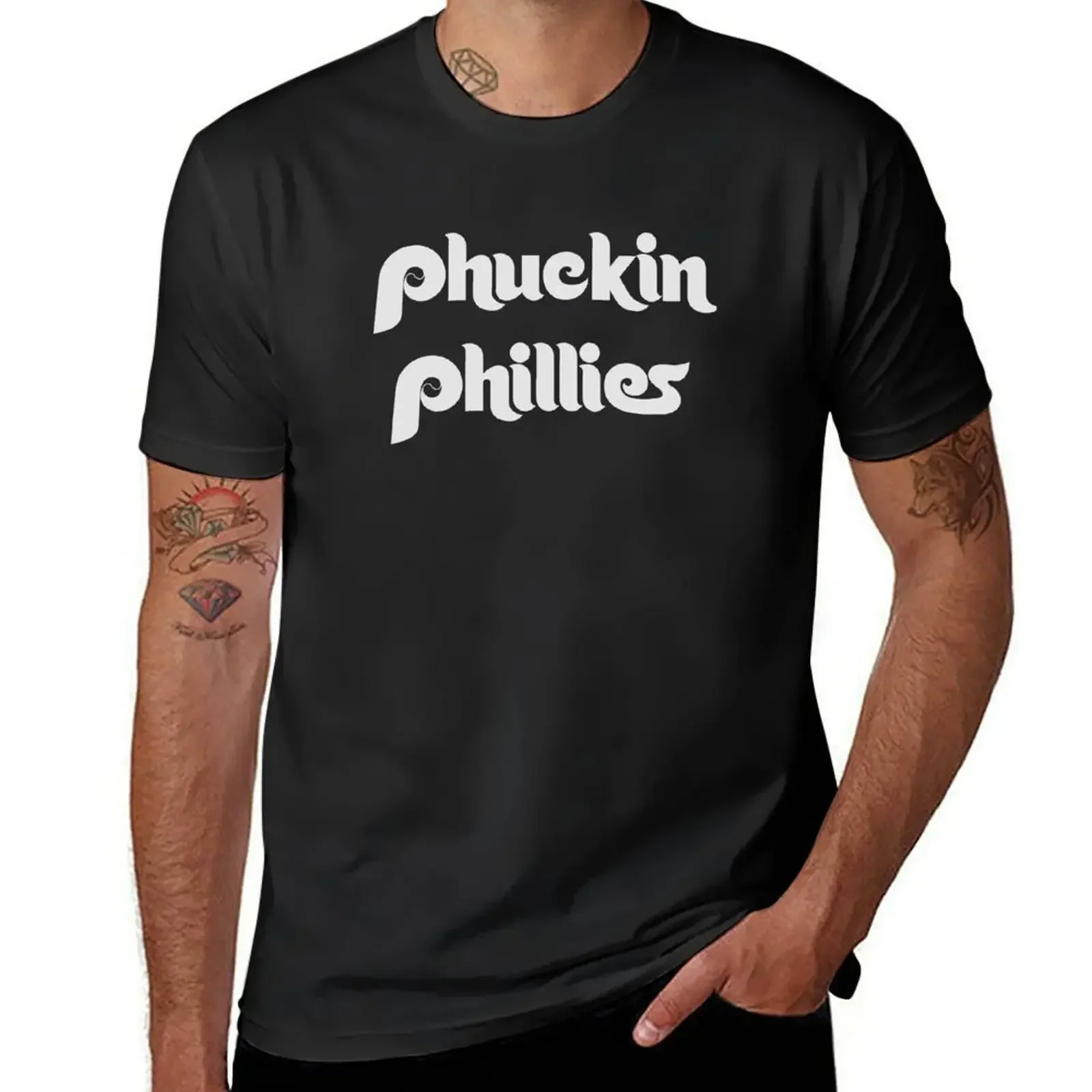 Phuckin Phillies логотип (белый) Футболка тяжелые рубашки Графические футболки мужские