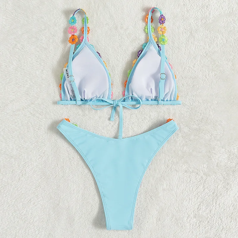 Новинка 2022 сексуальный комплект бикини с объемным цветочным рисунком из двух