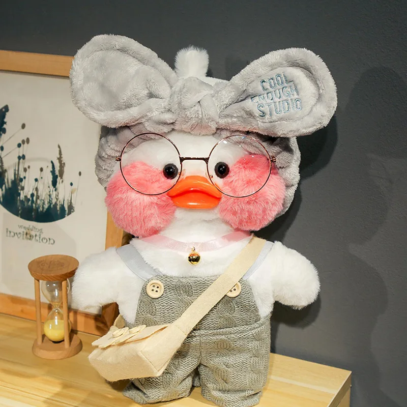 

1PC 30CM Kawaii LaLafanfan Soft Toy Duck with Glasses Cafe Mimi Ducks Plush Toy Duck Doll Animal Dolls Kids Plush Toys Rag Doll