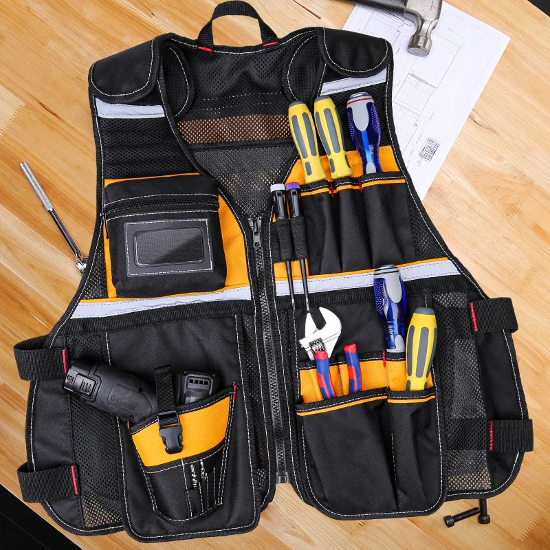 Multifunctional Tool Vest Bag Organizer Tools Pouch Hammer Holder Screwdriver Wrench Electrician Woodworking Bag Fishing Toolbag