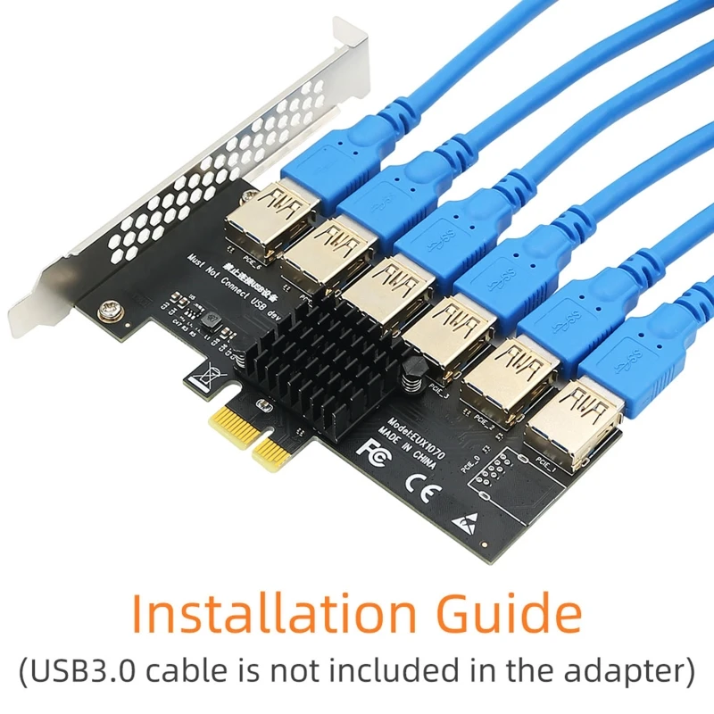 

1 to 6 PCIE Riser 1X to 16X USB3 Graphic Extension Riser Adapter Card PCI for EXPRESS 16X Slots Multiplier Card for Comp