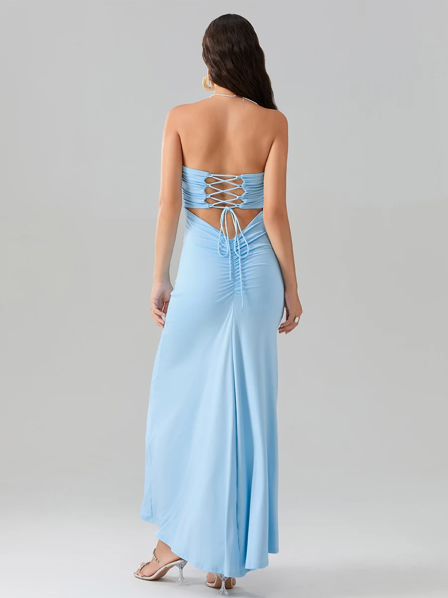 YILEEGOO женское сексуальное длинное платье-футляр с рюшами открытыми плечами и