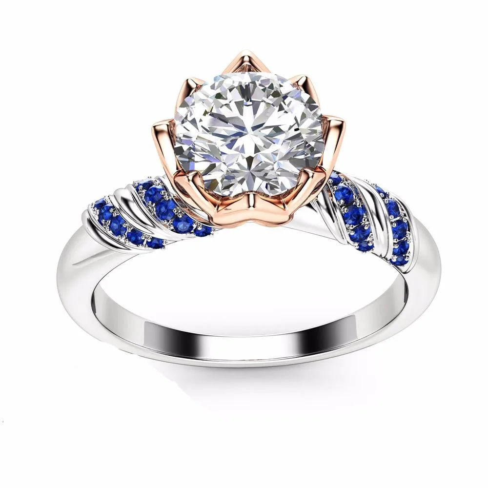 Кольцо RBNYD золотистое с круглым кубическим цирконием, 6 мм, романтический подарок на день рождения, для вечеринки, модные ювелирные украшения