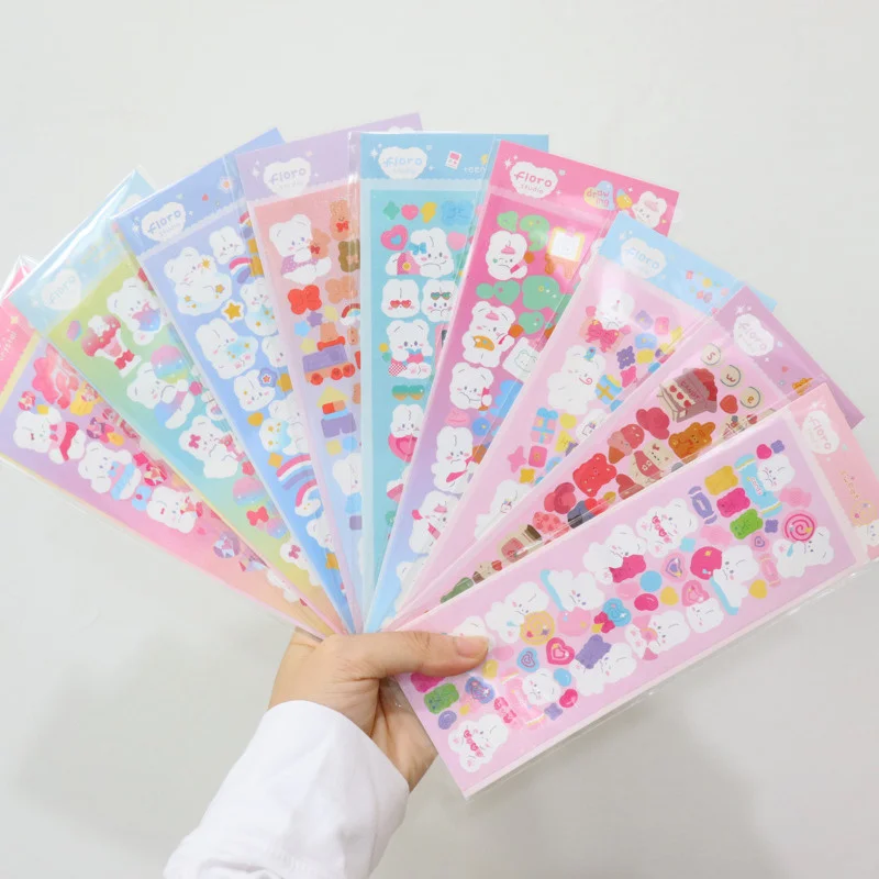 

Cartoon Rabbit Bear Cute Stickers Laser Flash Powder Children Star Photo Album DIY Guka Collage Stationery Decorative Sticker