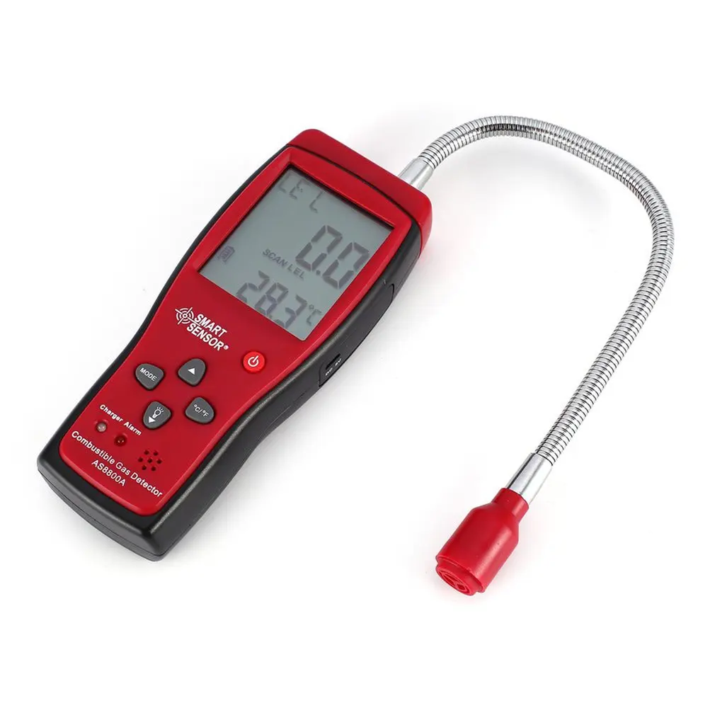 

Gas Analyzer Automotive Combustible Gas Detector Gas Leakage Location Determine leak Tester + LCD Sound & Light Alarm Li-battery