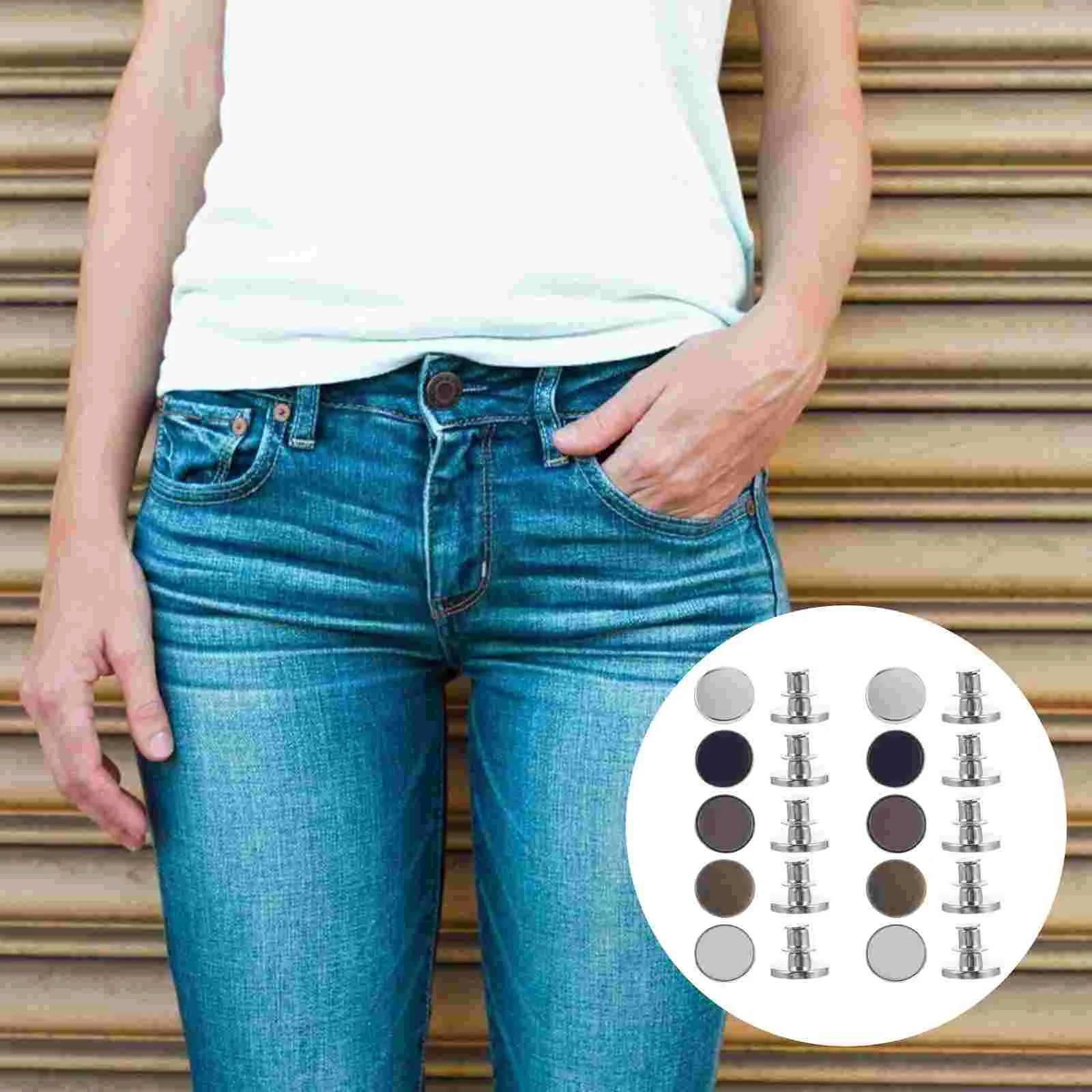 

10pcs Pants Waist Button Jeans Fit Button Instant Replacement Jeans Buckles