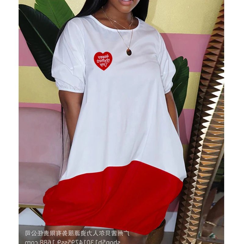 

Women's Dress Summer Fashion Letter Print Loose Pullover Dress Women's Casual Short Sleeve Round Neck Dress