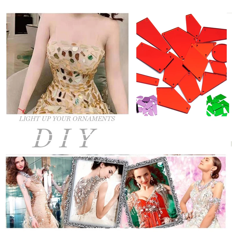 Янруо 30 шт блестящие акриловые Пришивные зеркала кристаллы Швейные аксессуары