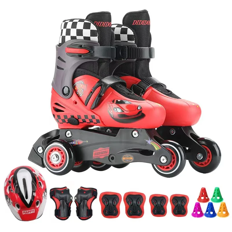 Adjustable Skates Children Roller Skates Shoes Patins with 4 Wheels 2 Row Double Line Sliding Quad Sneakers For Kids 2-8 Years