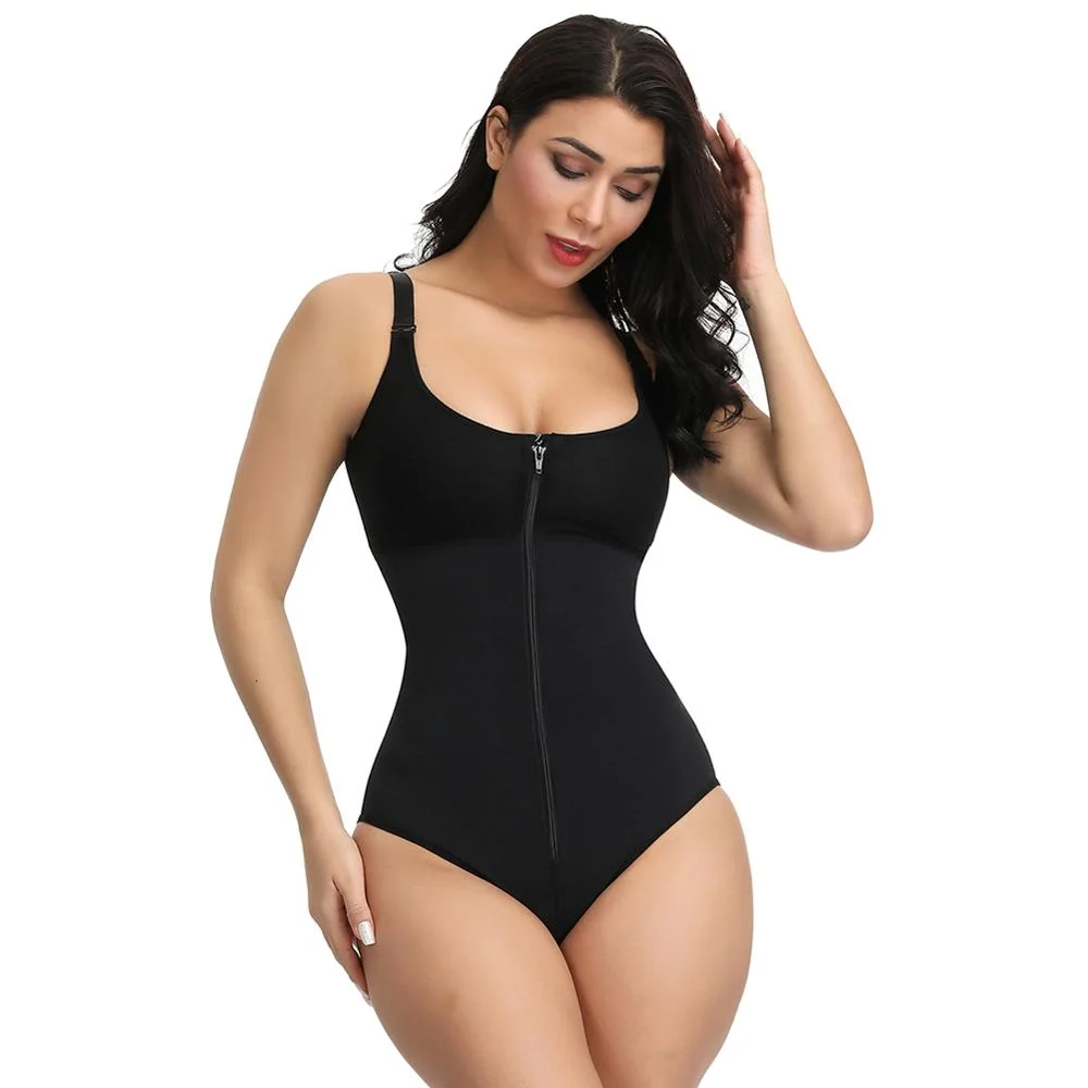 Women Shapewear Bodysuit Straps Tummy Control Waist Trainer Cincher Body Shaper Zipper Postpartum Recovery Hip Lifter Underwear