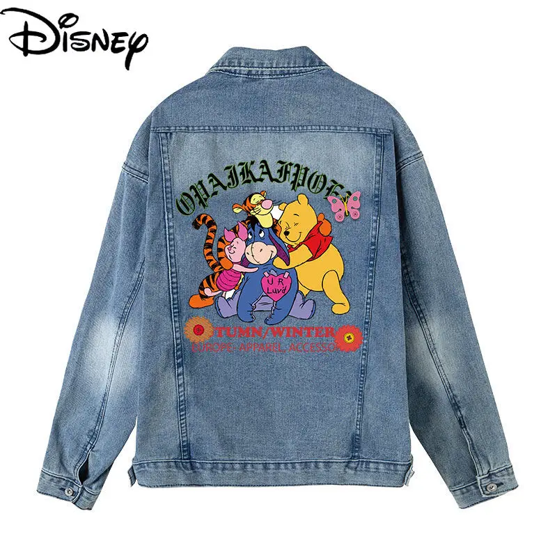 

Disney Winnie The Pooh Spring/Summer Loose Cotton Print Denim Couple Clothing Children's Casual Lapel Long Sleeve Jacket