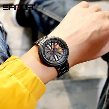 SANDA Fashion Wheel Rim Men Watch Creative Sport Car Wheel Wrist Watch Stainless Steel Rim Hub Watches Man Relogio Masculino Other Image
