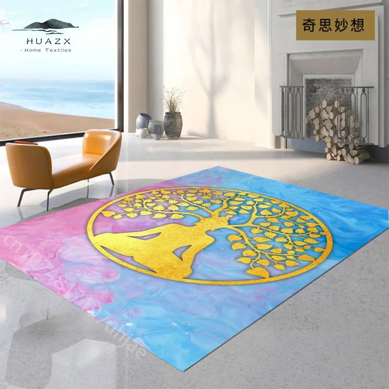 

Yoga Gold Carpet for Body and Mind Fitness Big Area Living Room Rug Soft Flannel Non-slip Mat Art Decoration Aesthetics Decor