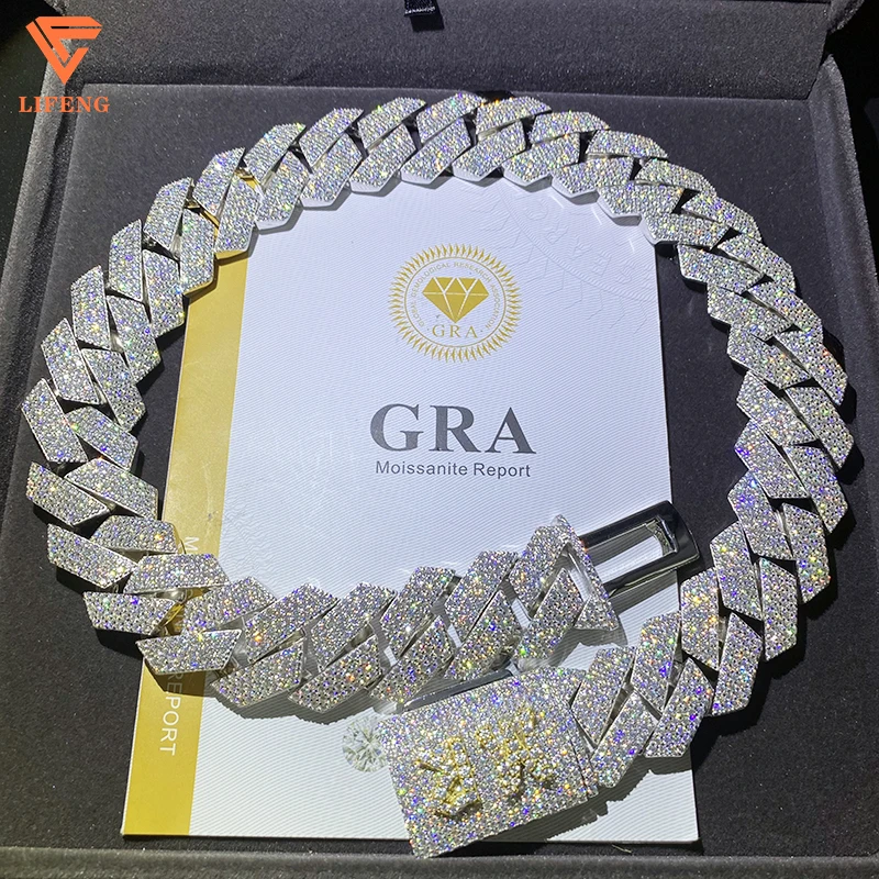 24 мм 4-рядная кубинская цепочка в стиле хип-хоп белая стерлинговое серебро 925