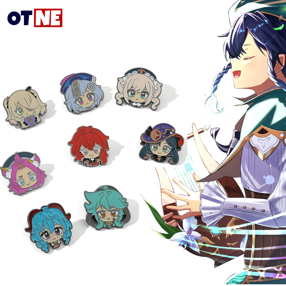 

Anime Game Genshin Impact Accessories Metal Button Brooches Fashion Jewelry Brooches Button For Women Dress Figure Hutao Xiao