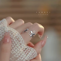 fmily minimalist hollow flower ring s925 sterling silver new fashion sweet temperament niche hip hop jewelry for girlfriend gift