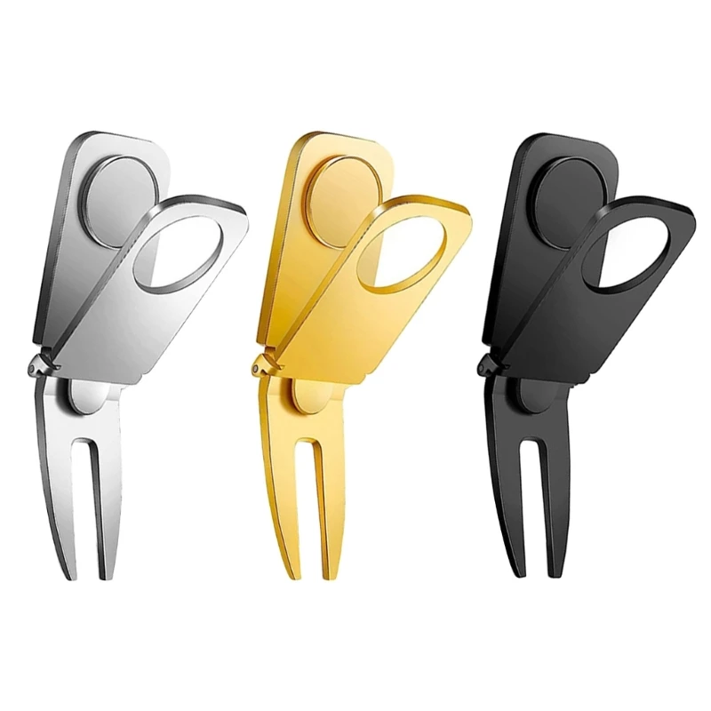 

Portable Magnetic Golf Cart Cigars Holder Clip with Ball Marker 3 in 1 Cigars Clips Stands Golf Divot Tool Durable