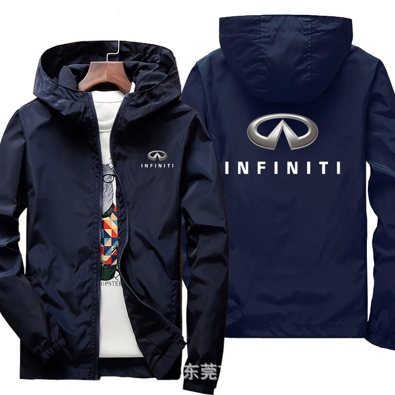 

Весенняя Мужская мотоциклетная куртка INFINITI с логотипом автомобиля, Повседневная ветровка, Спортивная тонкая куртка на молнии, Солнцезащит...