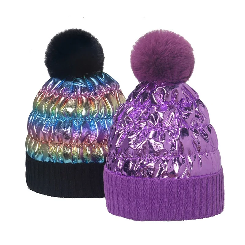 

Thickening Keep Warm Knitting Adult Women Pompom Hat Autumn Winter Cold Protection Fur Ball Skull Cap Women'S Winter Hat