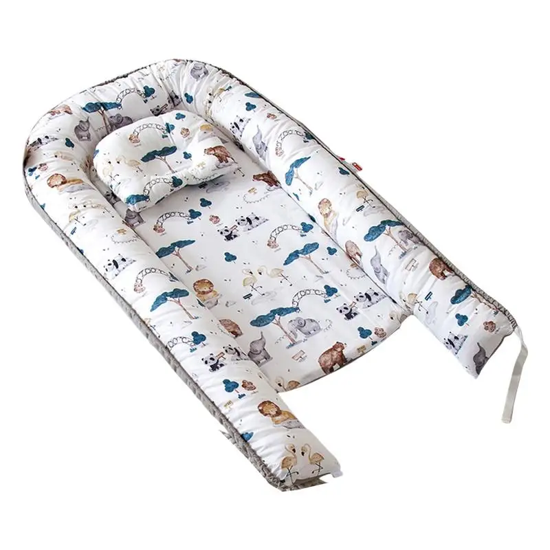 

Детская кровать-гнездо с подушкой, портативный детский шезлонг, Регулируемый шезлонг для новорожденных, дорожная кроватка, мягкая дышащая для новорожденных, бампер для кровати