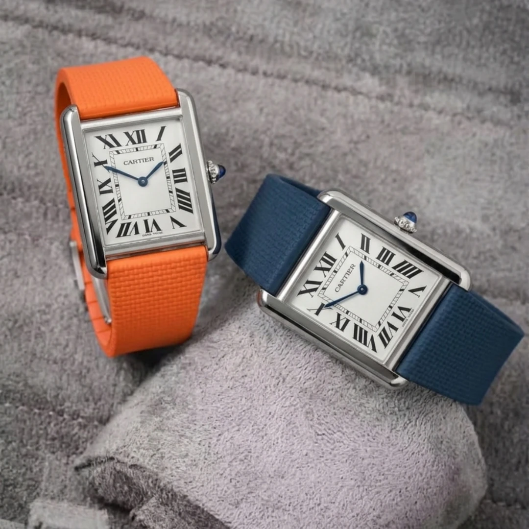 Фото Ремешок для часов из парусины и каучука FKM, 20 мм/22 мм, подходит для Cartier Tank / Jaeger-LeCoultre Reverso / Piaget, быстросъемный. №2