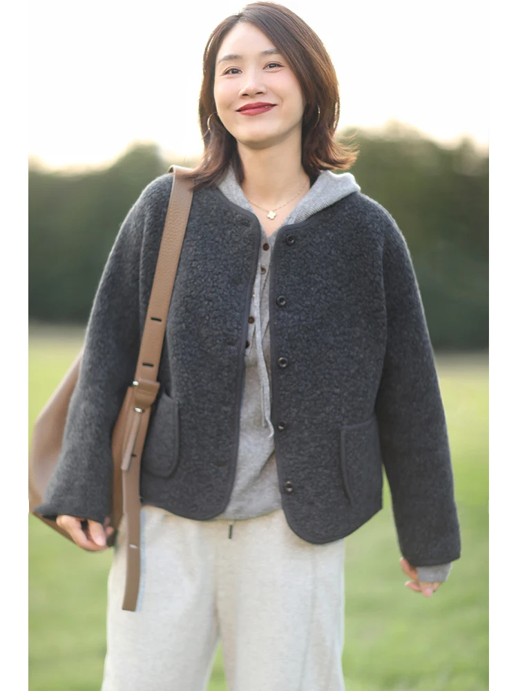 Macorsofia Versitile модное короткое пальто для женщин 2024 новое осенне-зимнее свободное