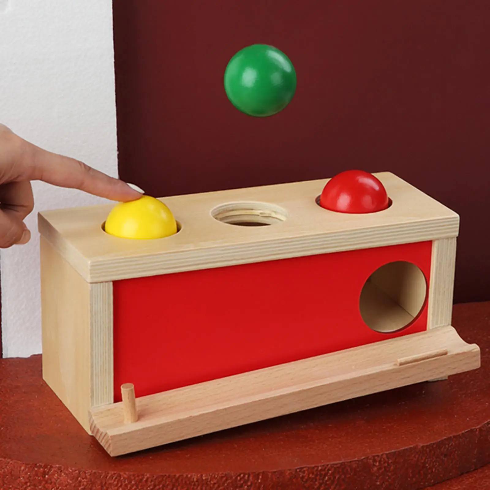 

Wooden Knocking Ball Box Press Ball Development Early Educational Toys for Baby