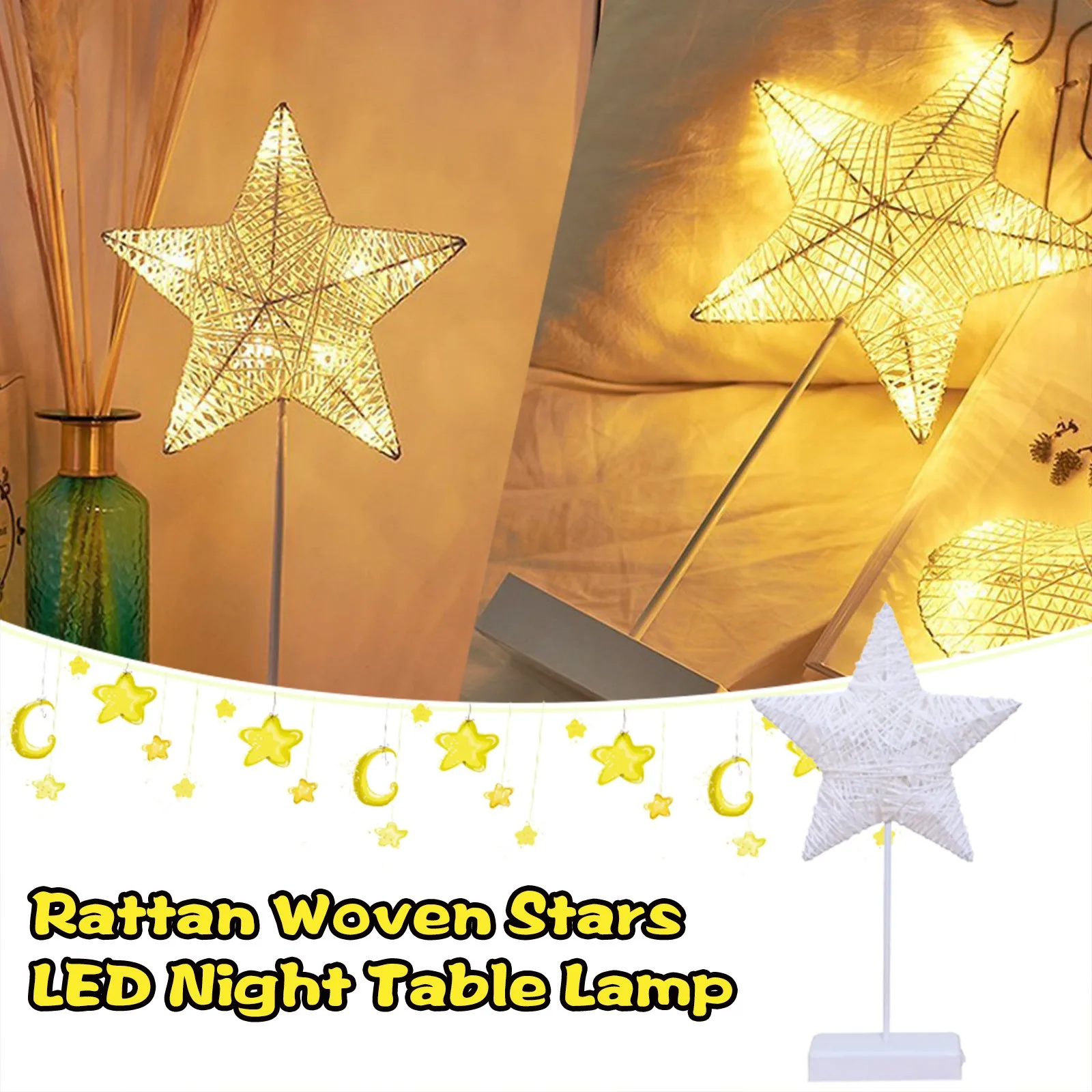 

Искусственная декоративная лампа «сделай сам», лампа в виде ночной звезды из ротанга, маленькая настольная лампа