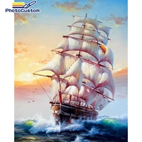 photocustom diy pictures by numbers boat frame painting by numbers scenery for adult and child on canvas home decoration diy gif