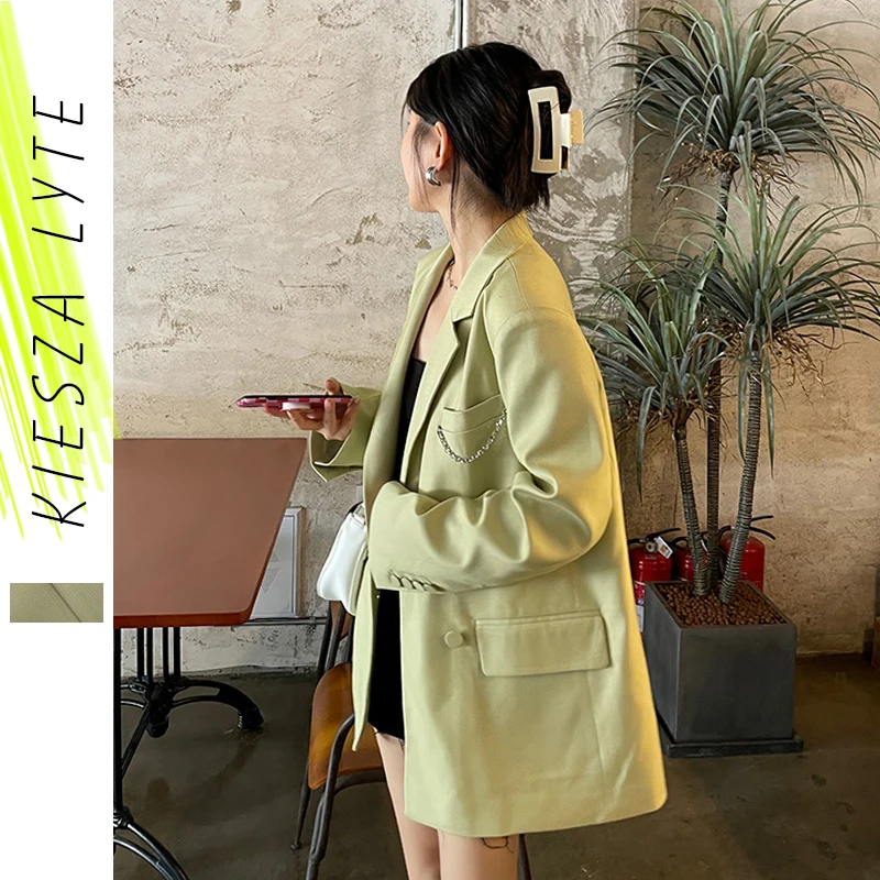 

Autumn New Korean Chain Suit Jacket Women Loose Detachable Jacket Long Sleeve Loose Blazers Suit Coat Female