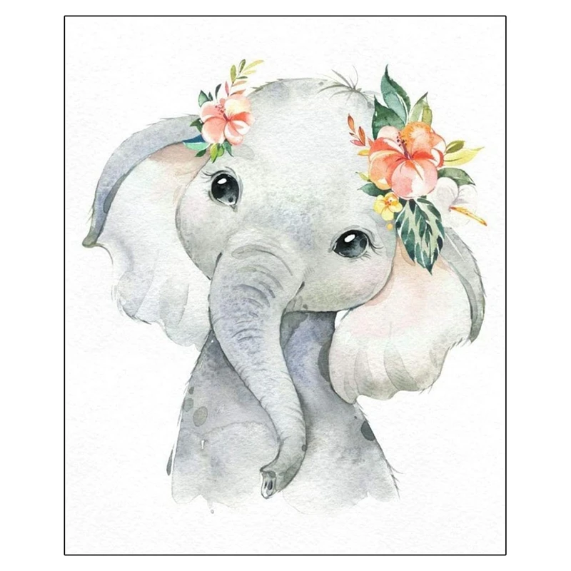 

DIY Paint By Numbers For Adults Kids Flowers Baby Elephant DIY Art Animal Painting By Number Kits For Home Wall Decor