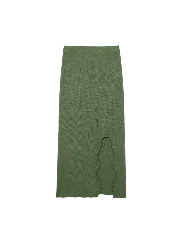 Осенний тонкий трикотажный Женский комплект TRAF 2024 женский короткий топ без