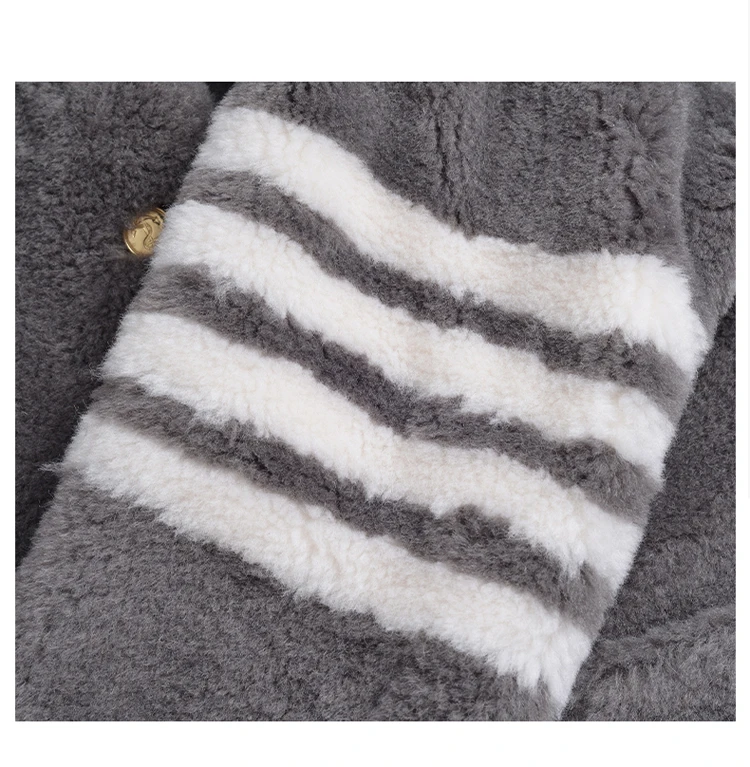 TB THOM Women's Jackets Korean Fashion Brand Winter Coat Turn-Down Collar Stripes Sheep Wool Overcoats Thick Warm Men's Jackets