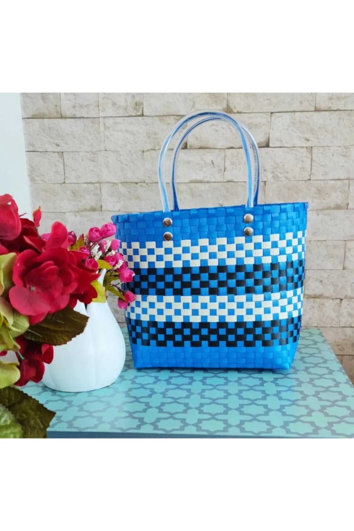 

Women Beach Bag Nihal Market Tote Bag Fashion Summer Large Capacity Patterned Shoulder Bag Top-Handbag Shopping Bags