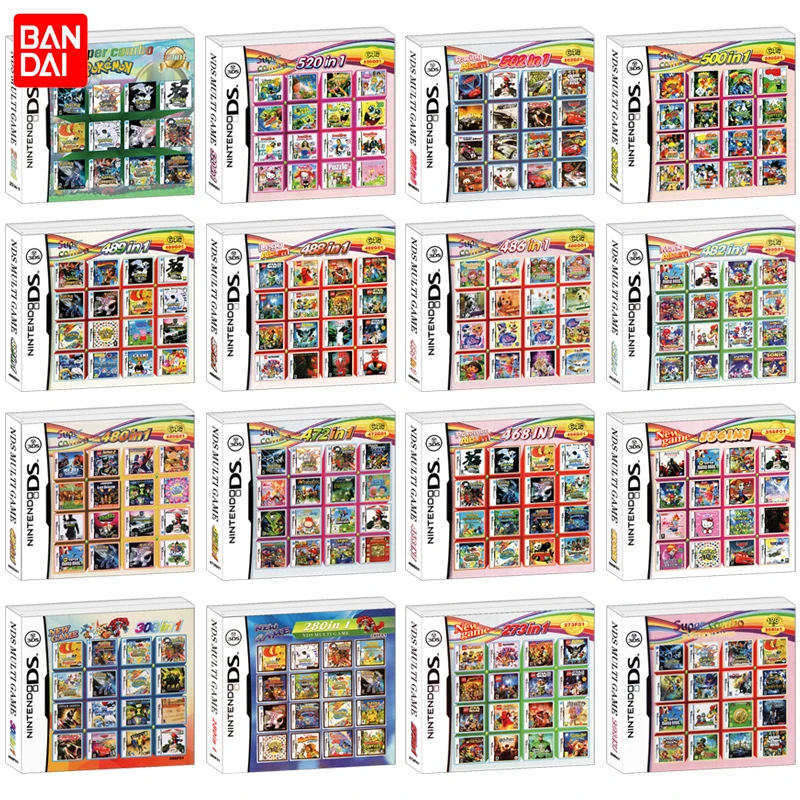 

DS Games Cartridge Video Game Console Card 208 in 1 520 in 1 Pokemon 9 in 1 All in 1 Compilation Card with Box for NDS/3DS/2DS